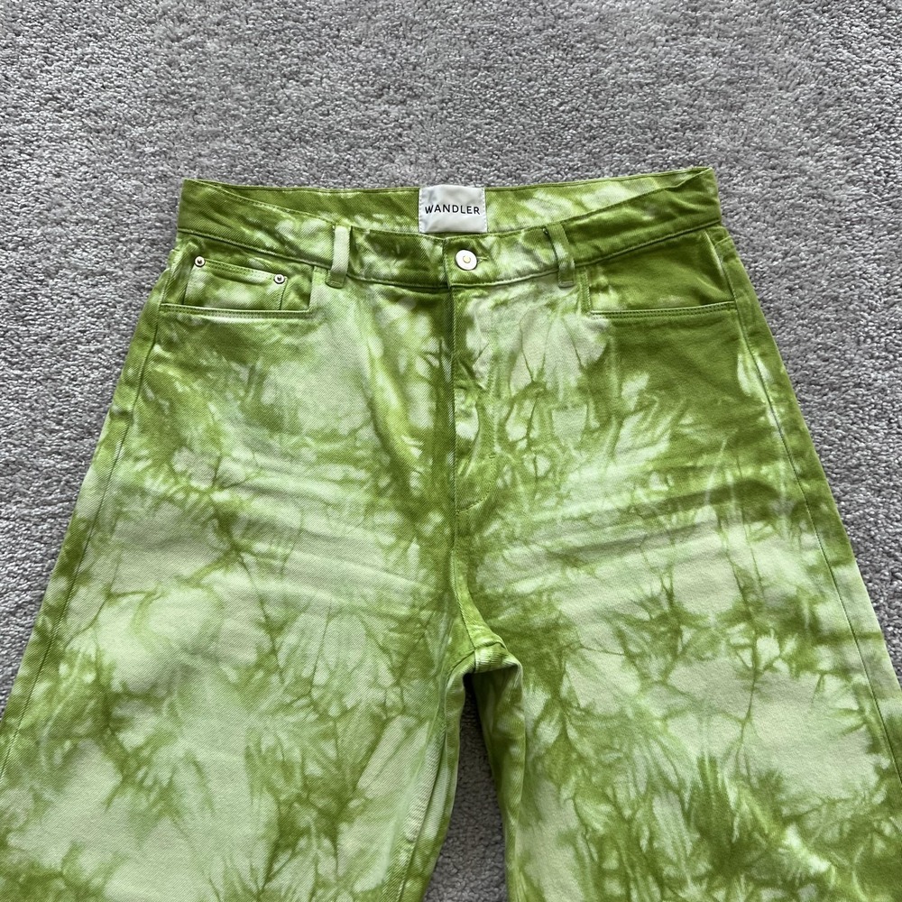 Wandler Magnolia Wide Leg Jeans Womens 31 Green High Rise Made Italy Tie Dye - Picture 5 of 16